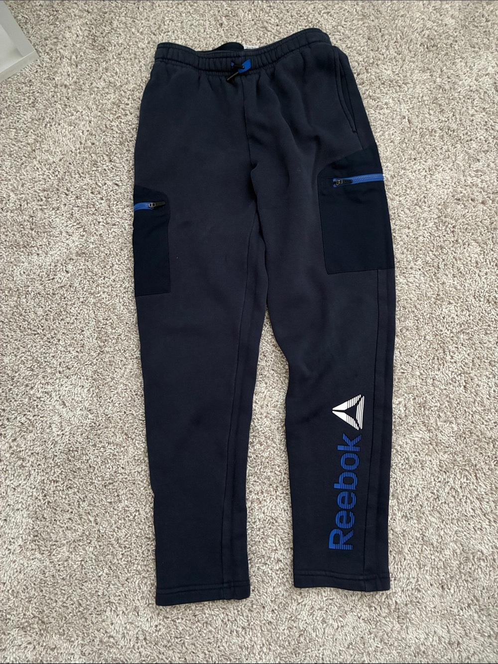 Reebok Black Kids' Jogger Sweatpants with Blue Accents